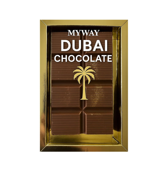 Myway Dubai Style Luxury Chocolate Bar, Halal Arabic Sweets, 7oz, Middle Eastern Inspired Flavor, Rich Gift Chocolate for Ramadan, Eid, Holidays, and Special Occasions-Made in USA